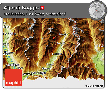 Physical 3D Map of Alpe Di Boggio
