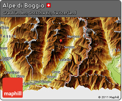 Physical 3D Map of Alpe Di Boggio