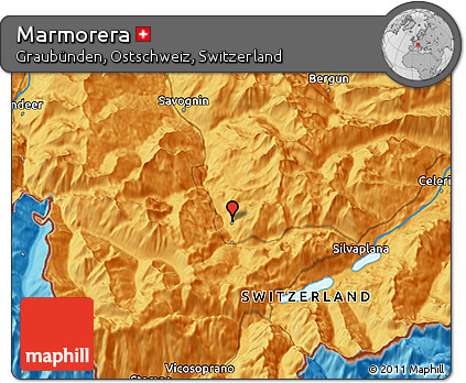 Political 3D Map of Marmorera