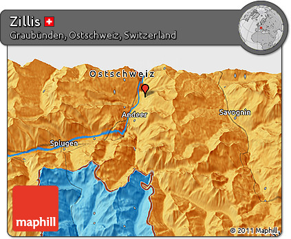Political 3D Map of Zillis