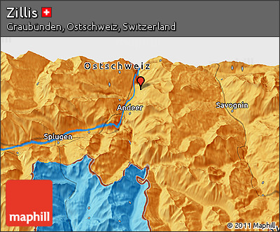 Political 3D Map of Zillis