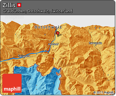 Political 3D Map of Zillis