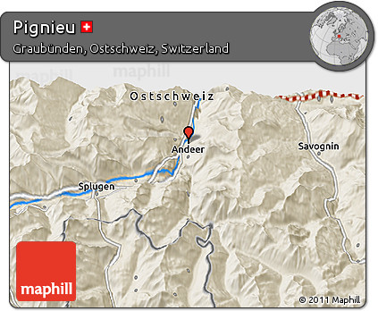 Shaded Relief 3D Map of Pignieu