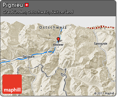 Shaded Relief 3D Map of Pignieu