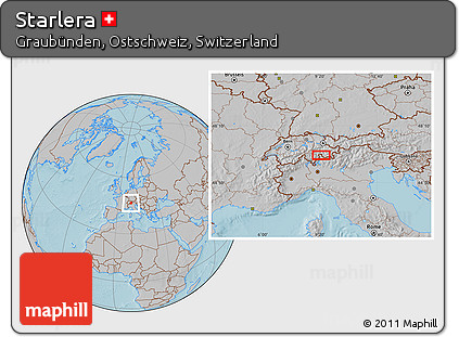 Gray Location Map of Starlera, hill shading
