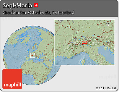 Savanna Style Location Map of Segl-Maria, hill shading