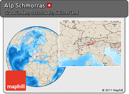 Shaded Relief Location Map of Alp Schmorras
