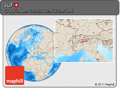 Shaded Relief Location Map of Juf