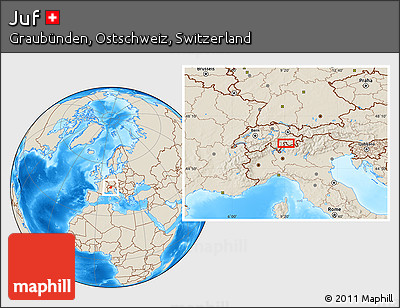 Shaded Relief Location Map of Juf