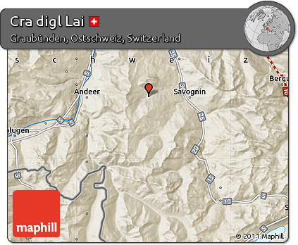 Shaded Relief Map of Cra Digl Lai