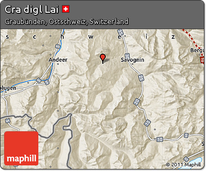 Shaded Relief Map of Cra Digl Lai