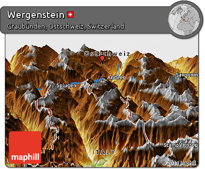 Physical Panoramic Map of Wergenstein