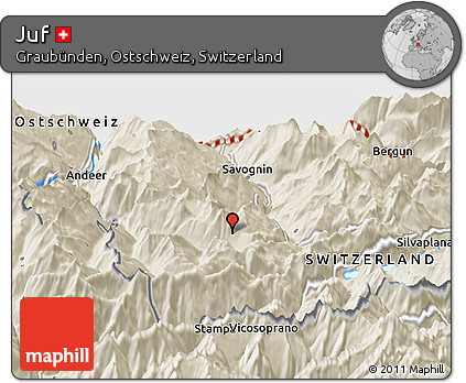 Shaded Relief Panoramic Map of Juf
