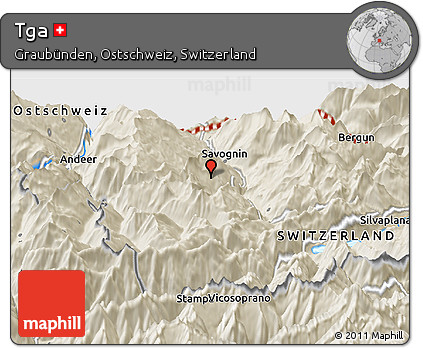 Shaded Relief Panoramic Map of Tga
