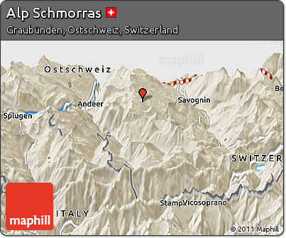 Shaded Relief Panoramic Map of Alp Schmorras