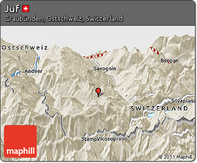 Shaded Relief Panoramic Map of Juf