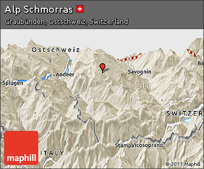Shaded Relief Panoramic Map of Alp Schmorras