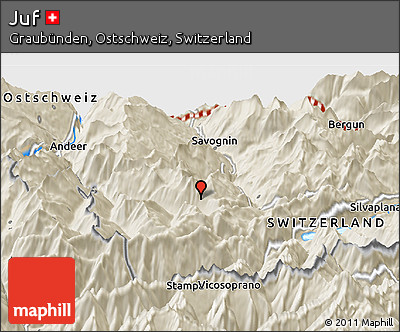 Shaded Relief Panoramic Map of Juf