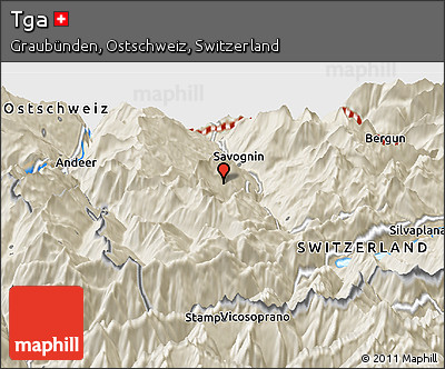 Shaded Relief Panoramic Map of Tga