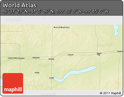 Physical 3D Map of the Area around 46° 51' 18" N, 100° 13' 29" W