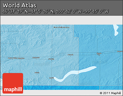Political 3D Map of the Area around 46° 51' 18" N, 100° 13' 29" W