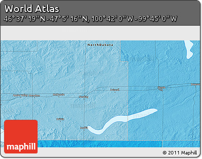 Political 3D Map of the Area around 46° 51' 18" N, 100° 13' 29" W