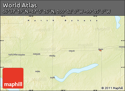Physical Map of the Area around 46° 51' 18" N, 100° 13' 29" W