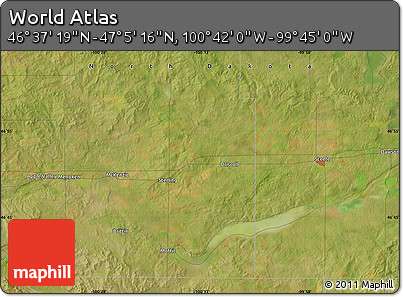 Satellite Map of the Area around 46° 51' 18" N, 100° 13' 29" W
