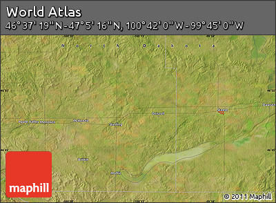 Satellite Map of the Area around 46° 51' 18" N, 100° 13' 29" W