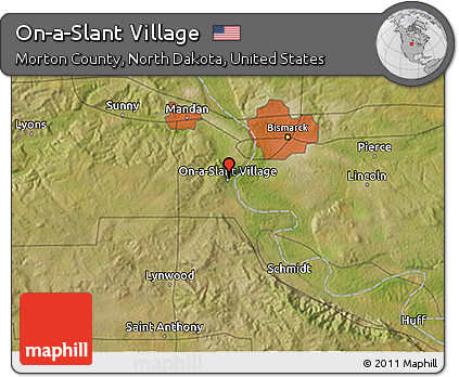 Satellite 3D Map of On-a-Slant Village