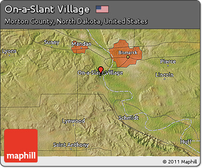 Satellite 3D Map of On-a-Slant Village