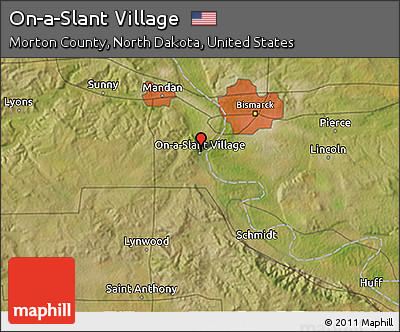 Satellite 3D Map of On-a-Slant Village