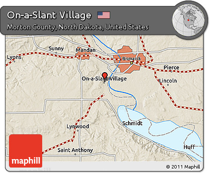 Shaded Relief 3D Map of On-a-Slant Village