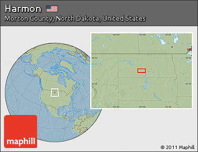 Savanna Style Location Map of Harmon, hill shading