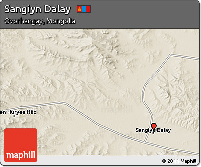 Shaded Relief 3D Map of Sangiyn Dalay