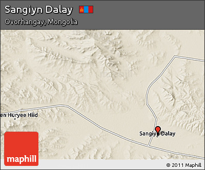 Shaded Relief 3D Map of Sangiyn Dalay