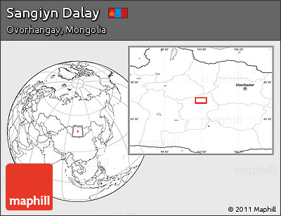 Blank Location Map of Sangiyn Dalay