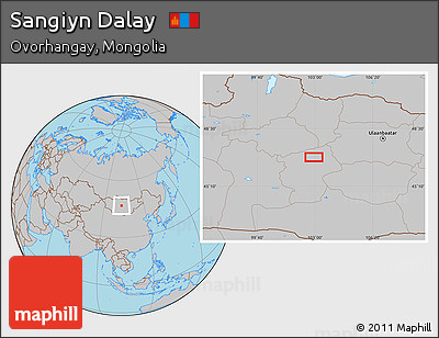 Gray Location Map of Sangiyn Dalay