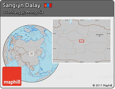 Gray Location Map of Sangiyn Dalay