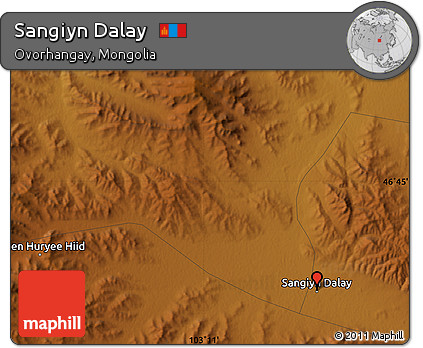 Physical Map of Sangiyn Dalay