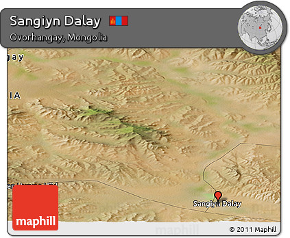 Satellite Panoramic Map of Sangiyn Dalay
