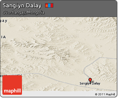 Shaded Relief Panoramic Map of Sangiyn Dalay