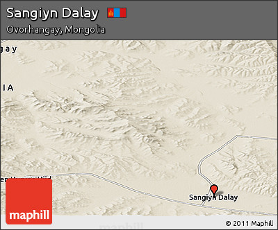 Shaded Relief Panoramic Map of Sangiyn Dalay