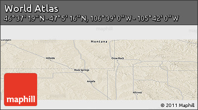 Shaded Relief Panoramic Map of the Area around 46° 51' 18" N, 106° 10' 30" W