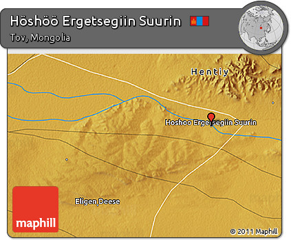 Physical 3D Map of Höshöö Ergetsegiin Suurin