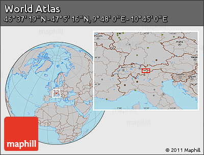 Gray Location Map of the Area around 46° 51' 18" N, 10° 16' 30" E