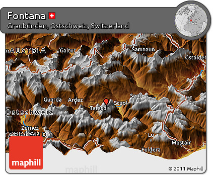 Physical Panoramic Map of Fontana