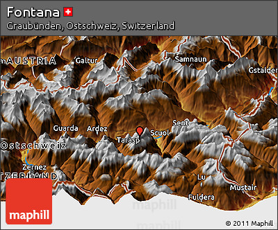 Physical Panoramic Map of Fontana