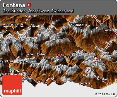 Physical Panoramic Map of Fontana