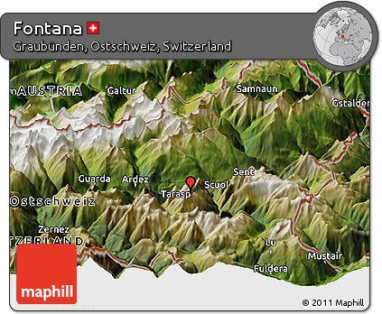 Satellite Panoramic Map of Fontana